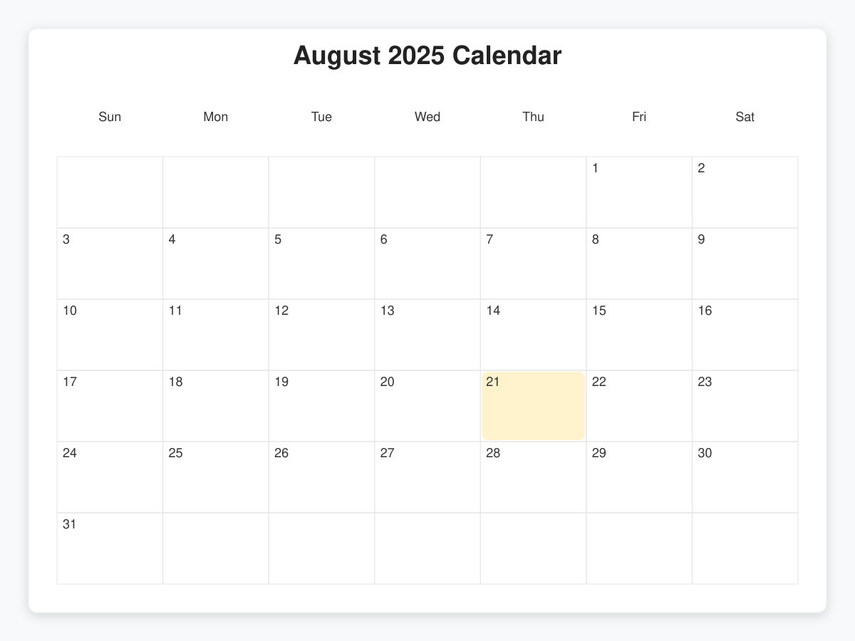 Printable August  Calendars