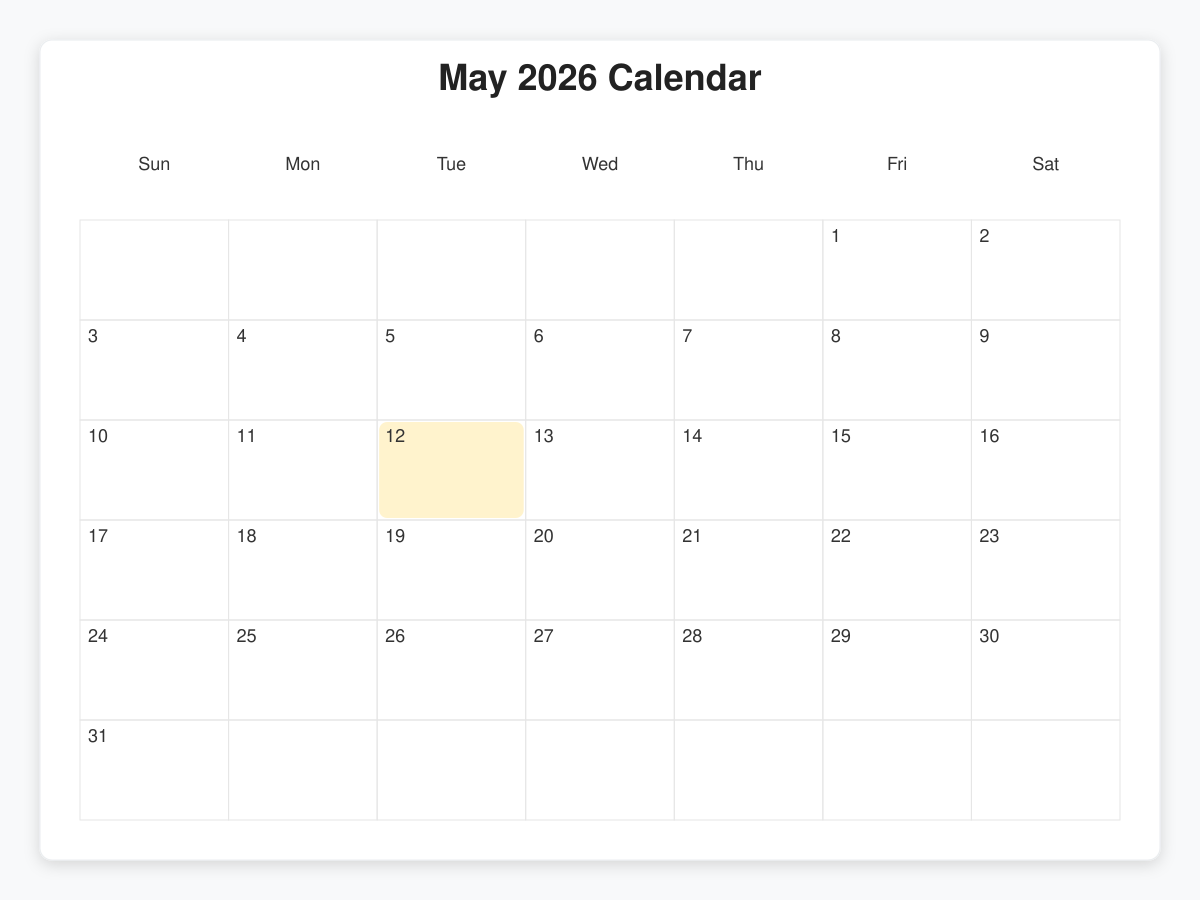 Printable May  Calendars