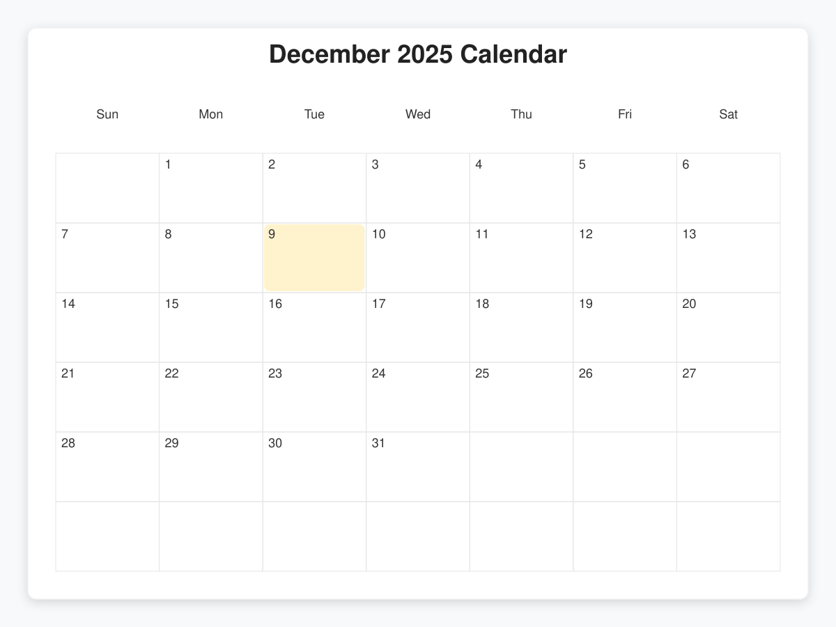 Printable December  Calendars