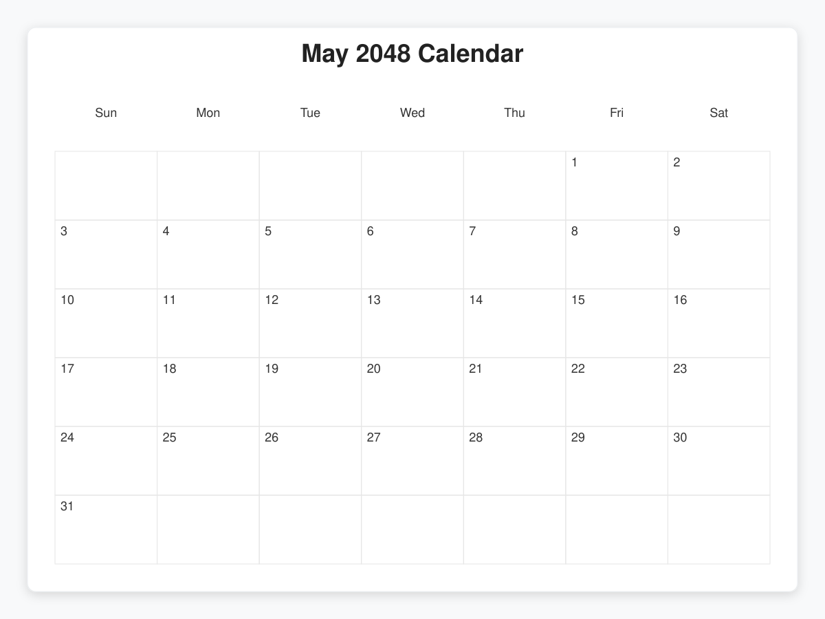 Printable May 2048 Calendars
