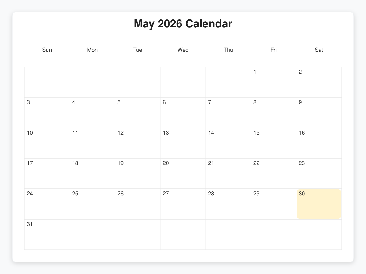 Printable May  Calendars