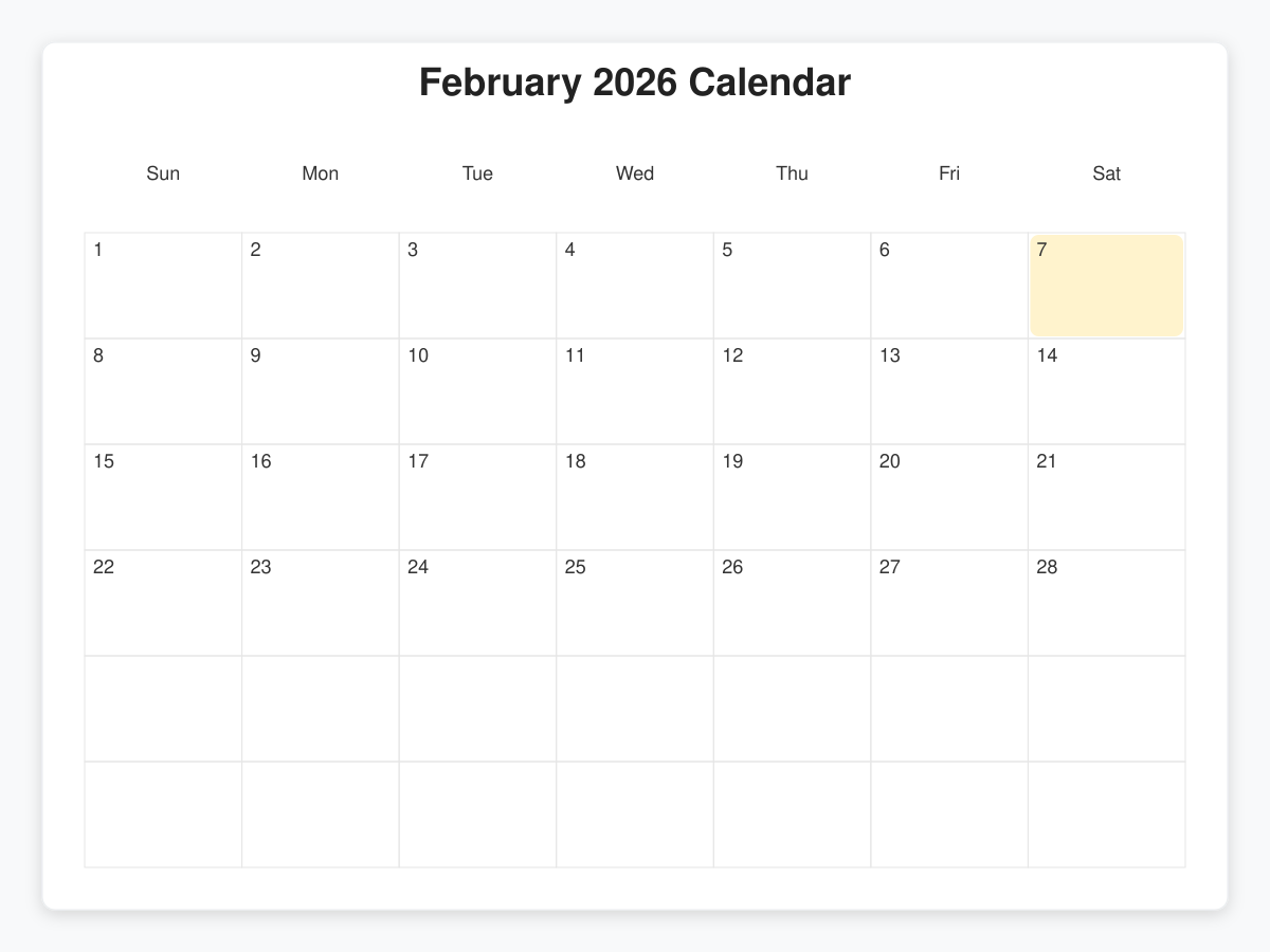 Printable February  Calendars