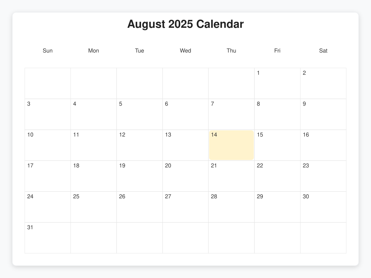 Printable August  Calendars