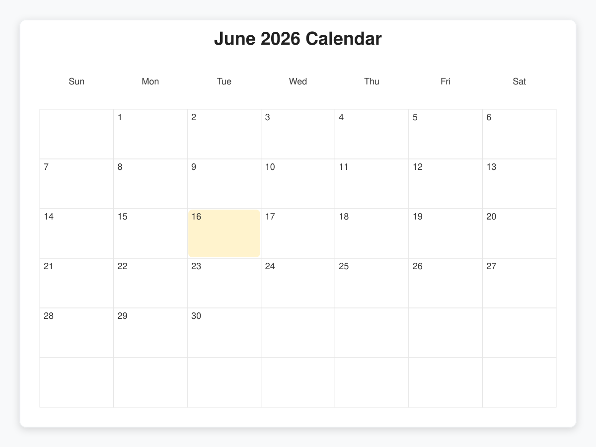 Printable June  Calendars