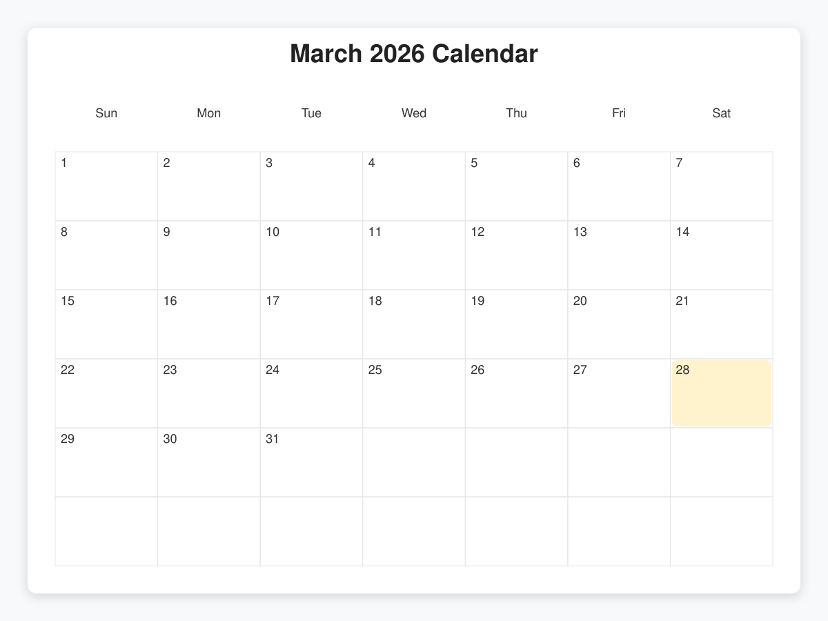 Printable March  Calendars