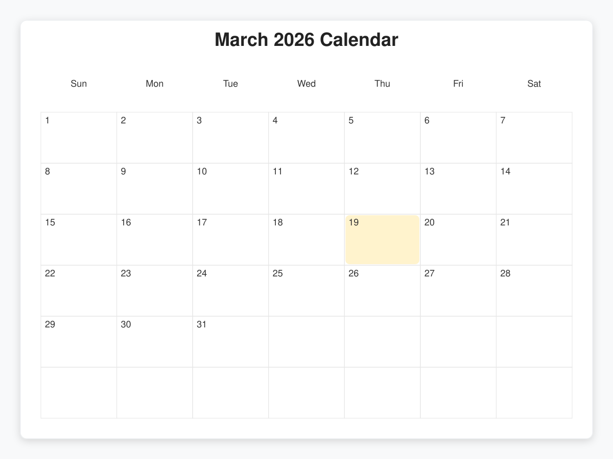 Printable March  Calendars