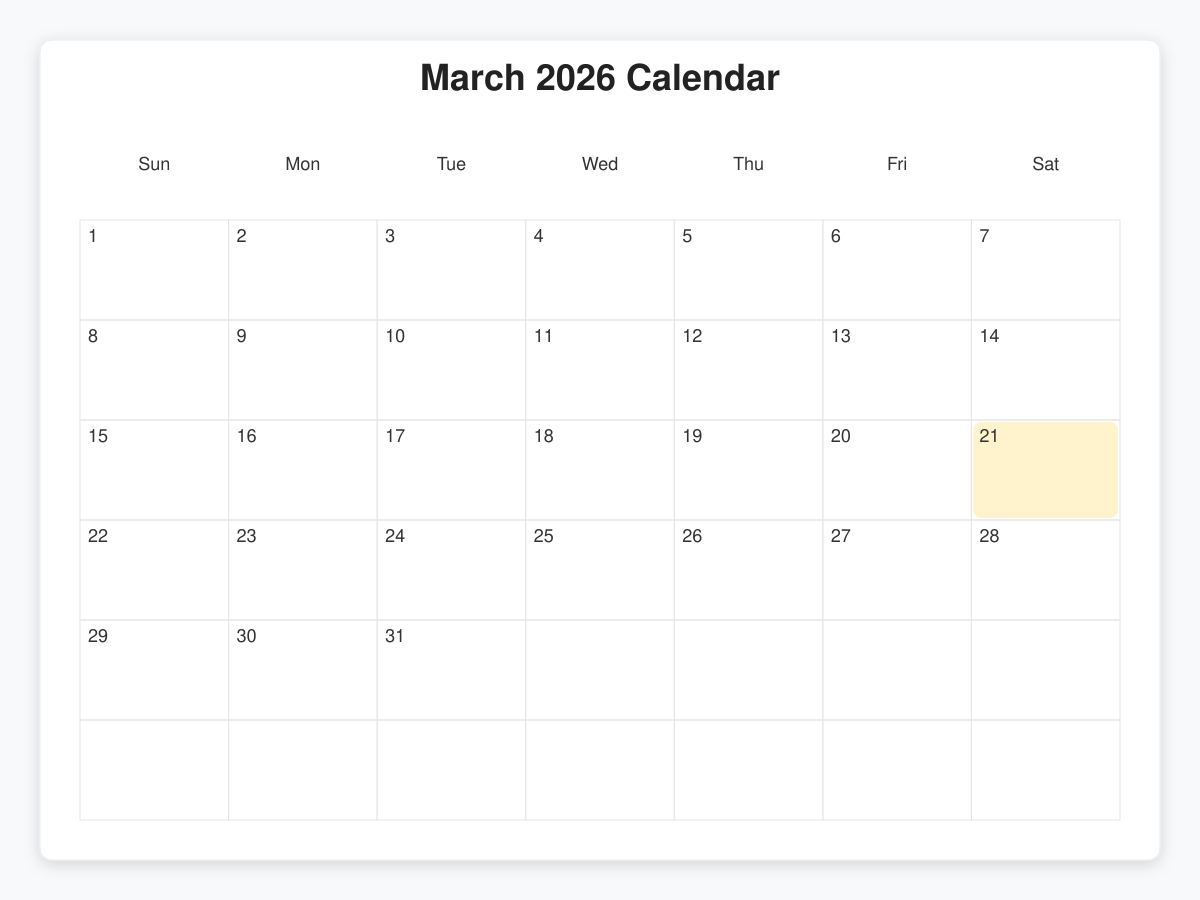 Printable March  Calendars