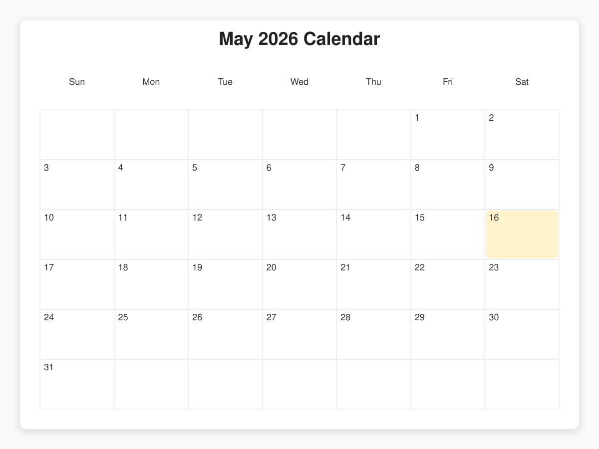 Printable May  Calendars