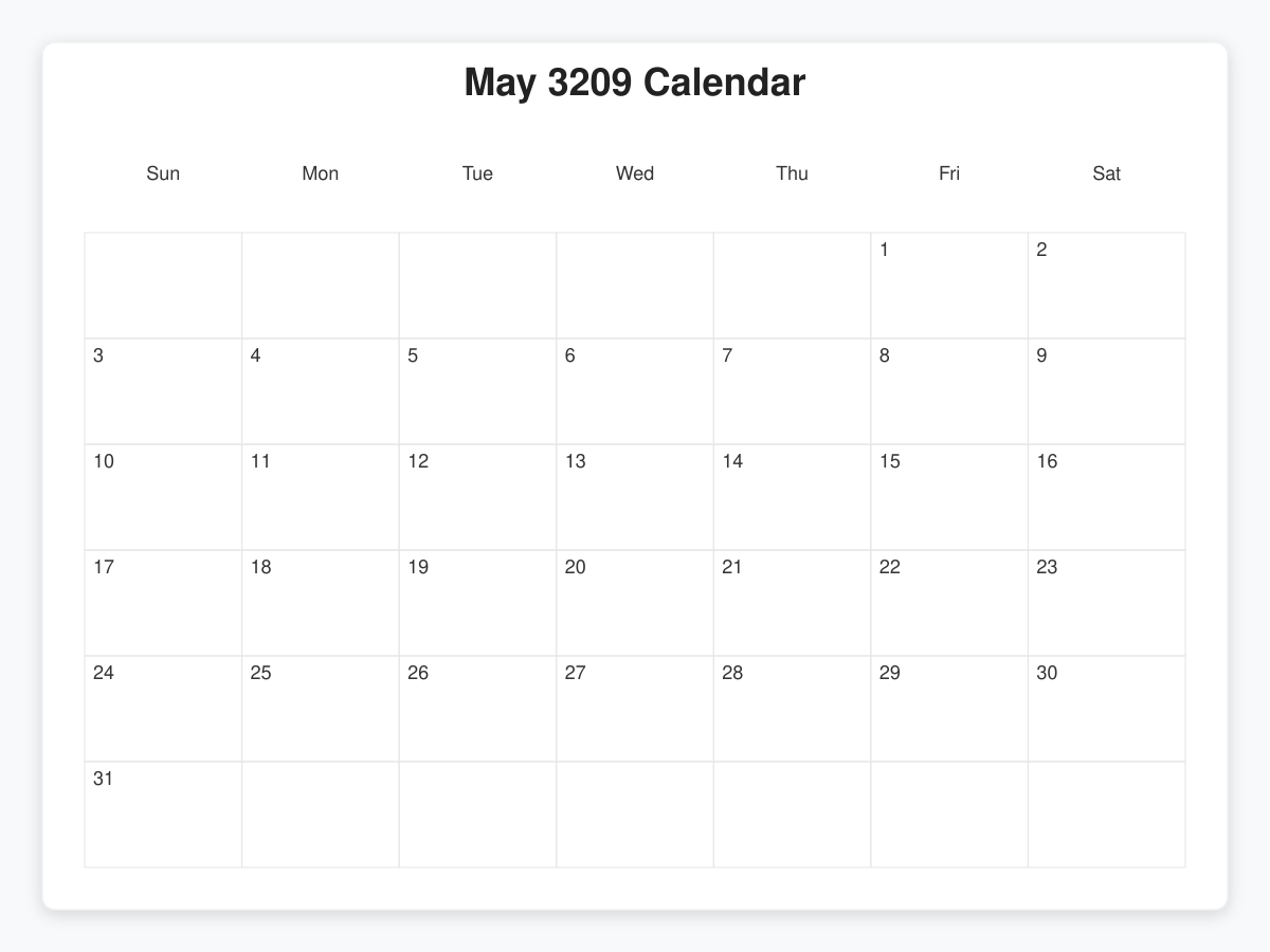 Printable May 3209 Calendars