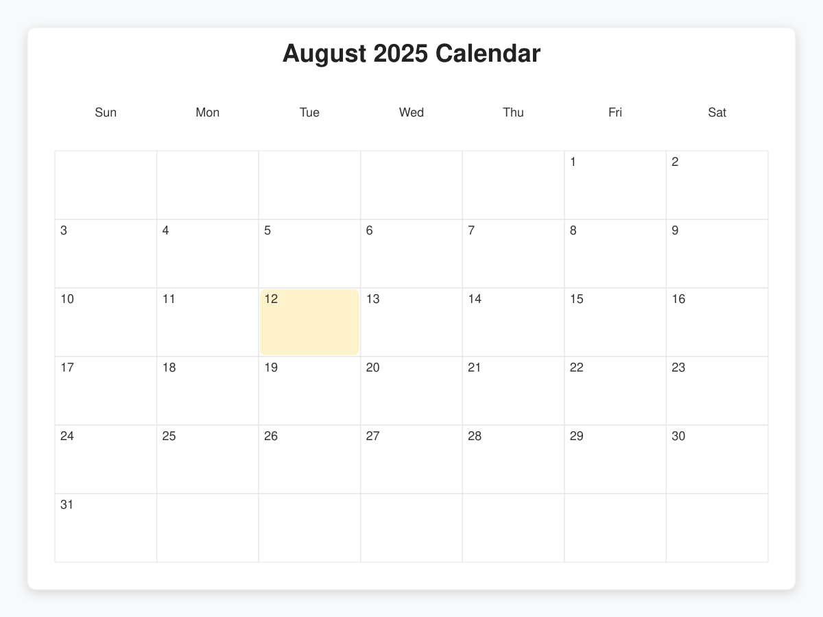 Printable August 2025 Calendars
