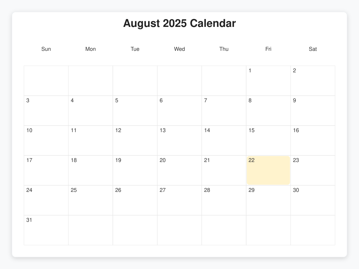 Printable August  Calendars