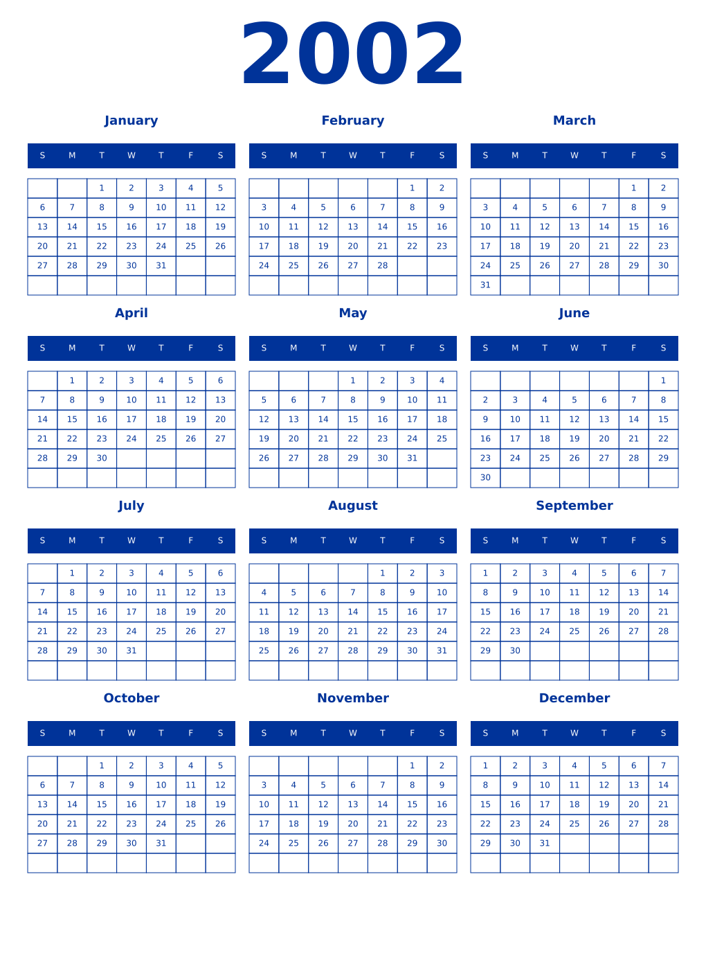 Printable 2002 Year Calendars smalt