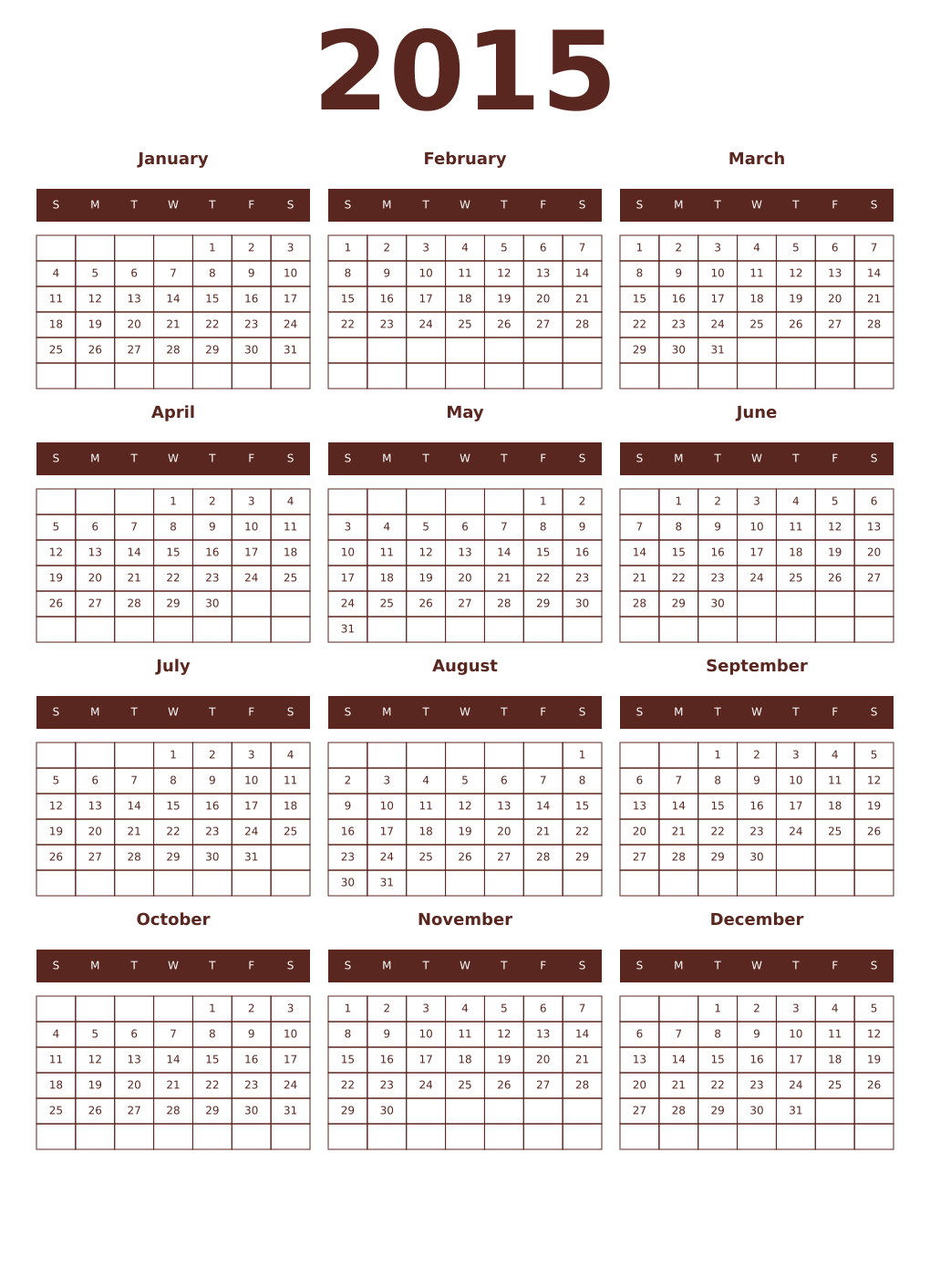 Printable 2015 Year Calendars mortuum