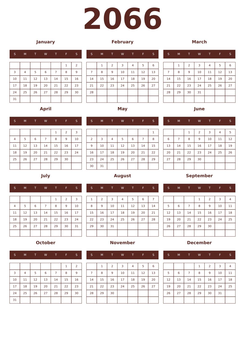 Printable 2066 Year Calendars mortuum