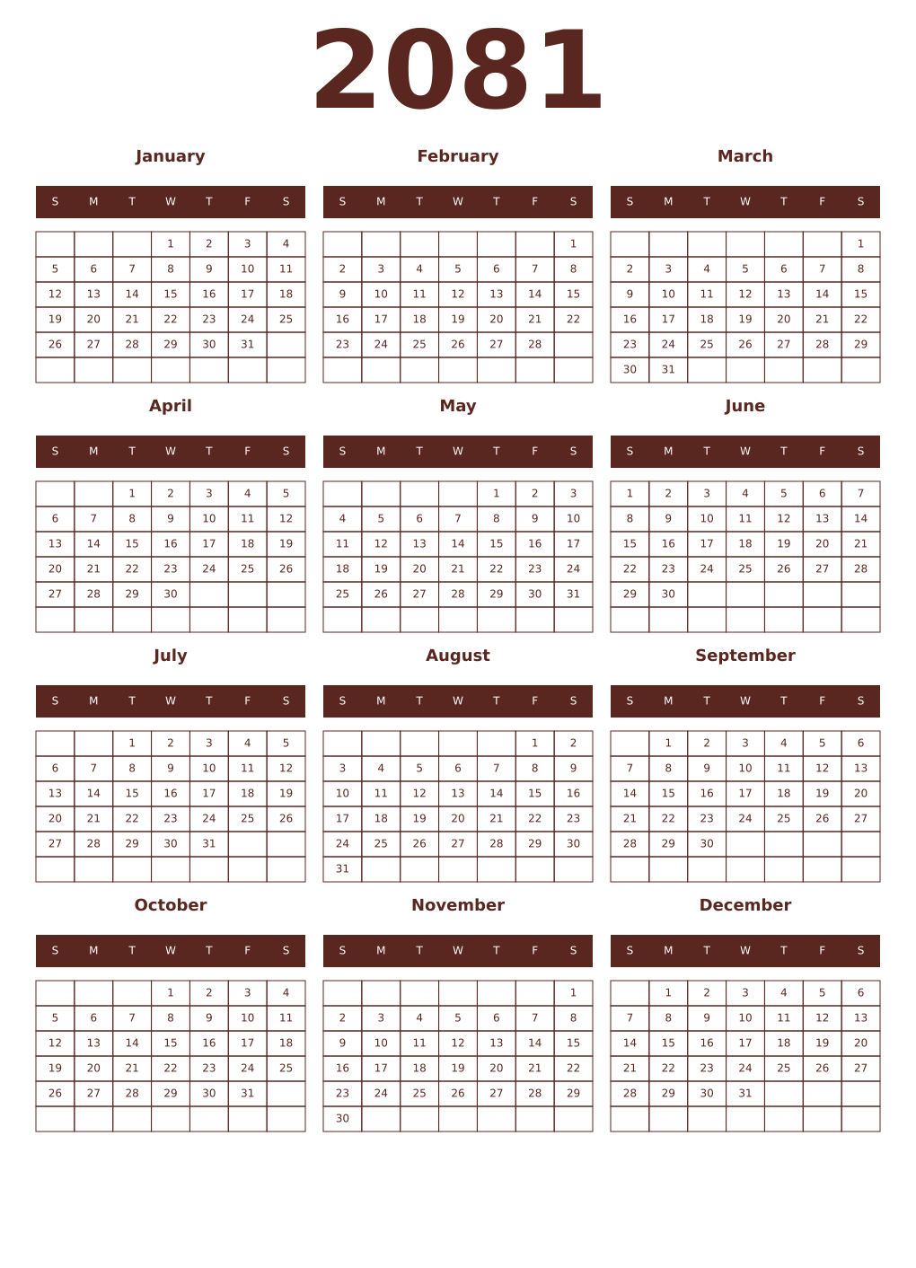 Printable 2081 Year Calendars mortuum