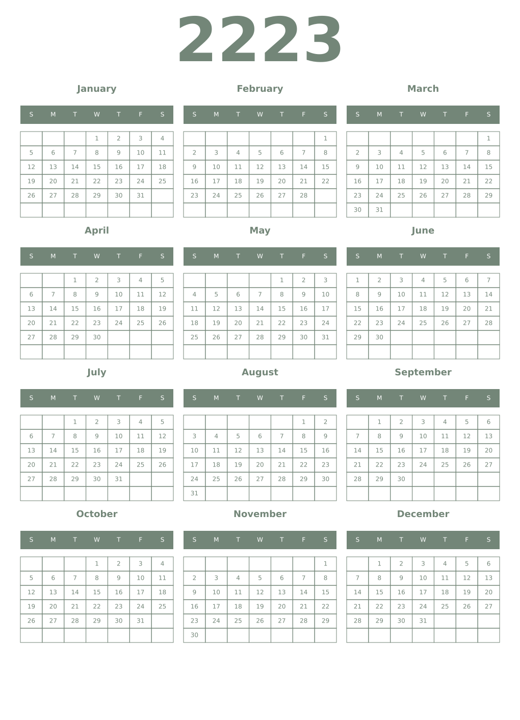 Printable 2223 Year Calendars xanadu