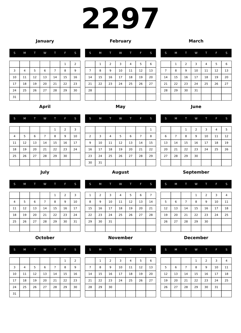 Printable 2297 Calendars