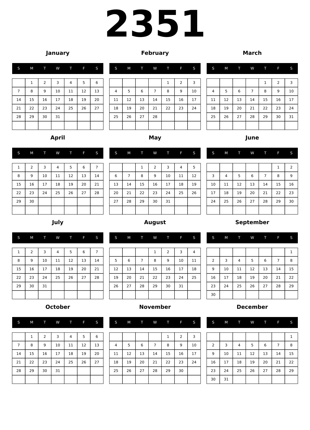 Printable 2351 Calendars