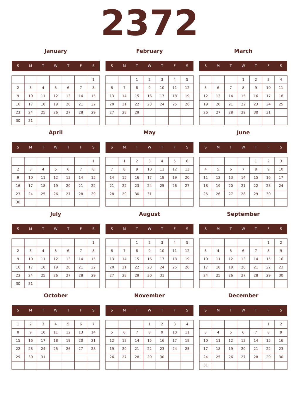 Printable 2372 Year Calendars mortuum