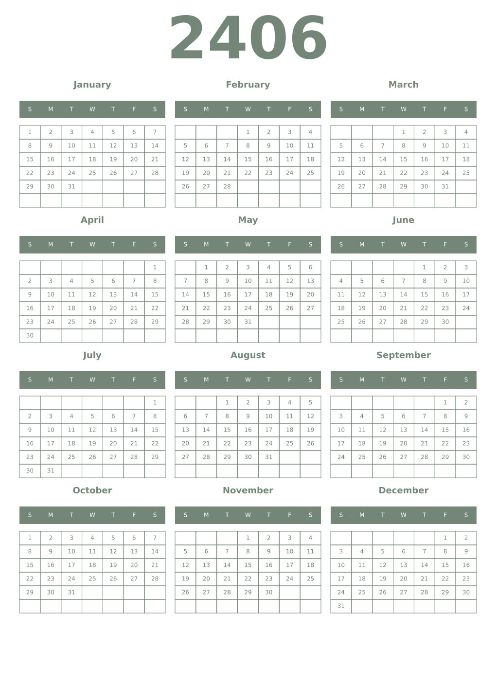 Printable 2406 Year Calendars xanadu