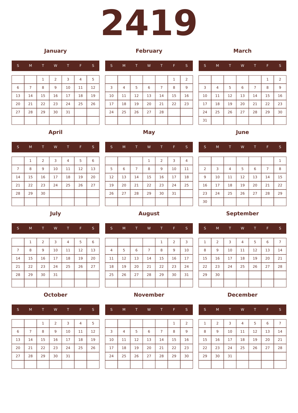 Printable 2419 Year Calendars mortuum