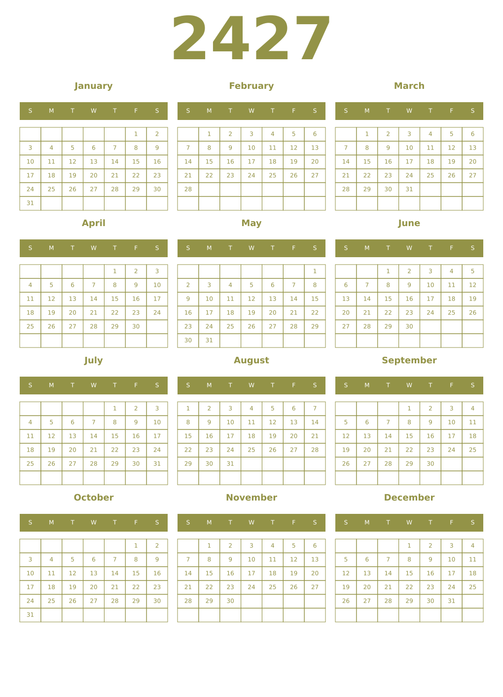 Printable 2427 Year Calendars eburnean