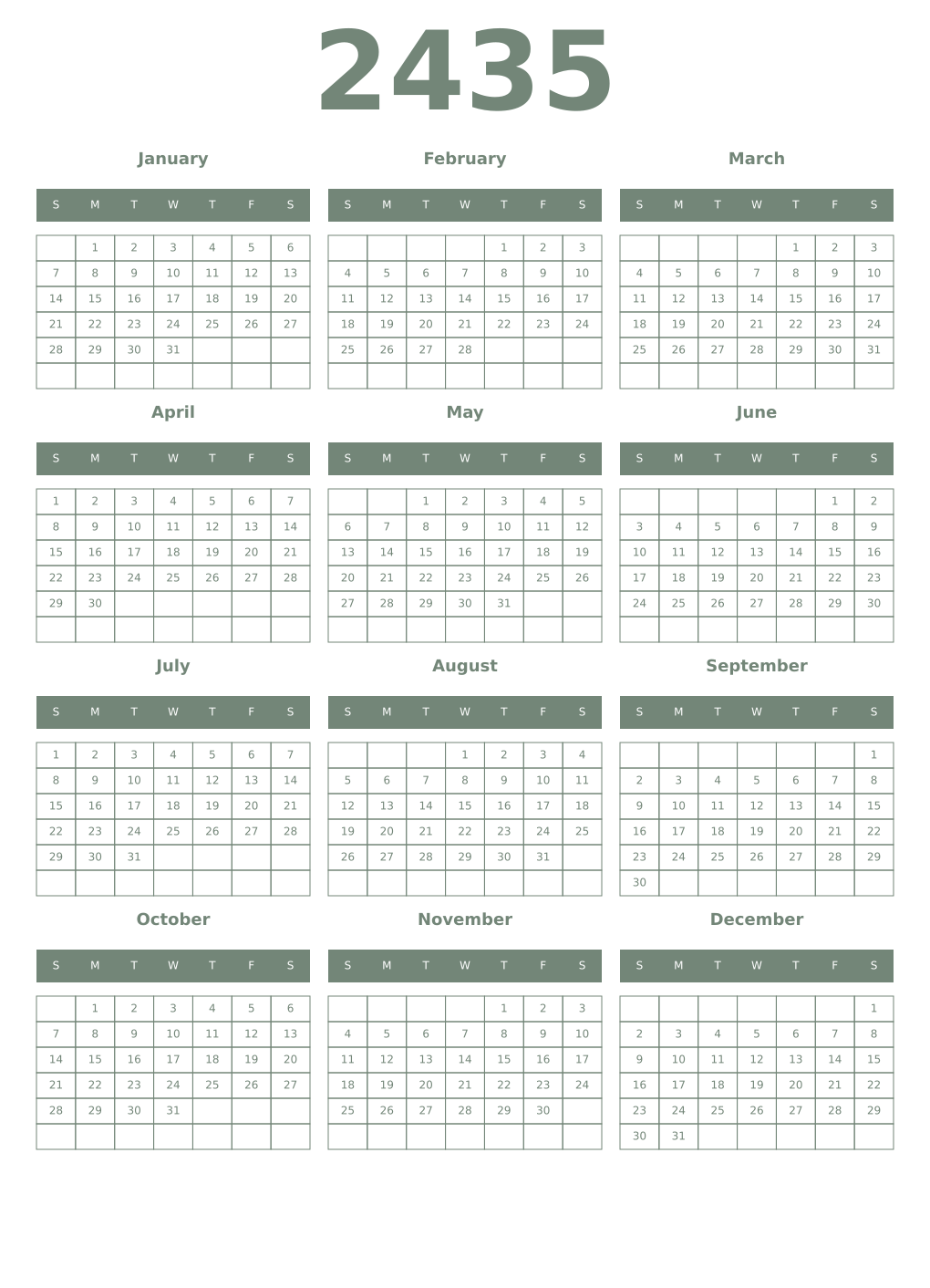 Printable 2435 Year Calendars xanadu