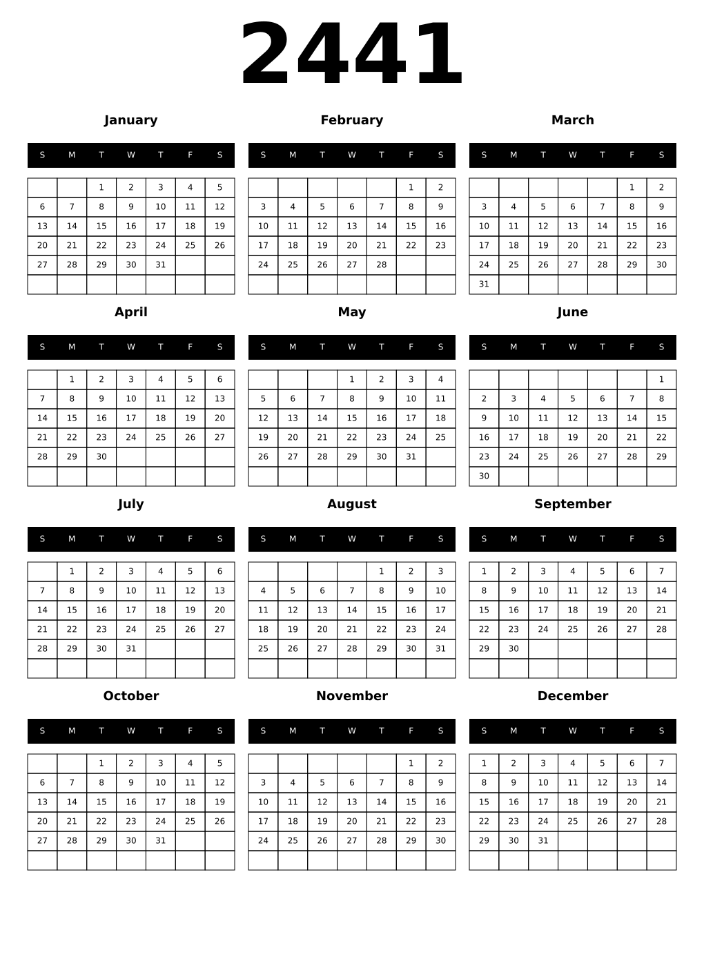 Printable 2441 Calendars