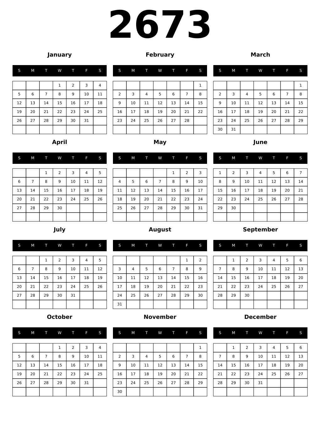 Printable 2673 Calendars