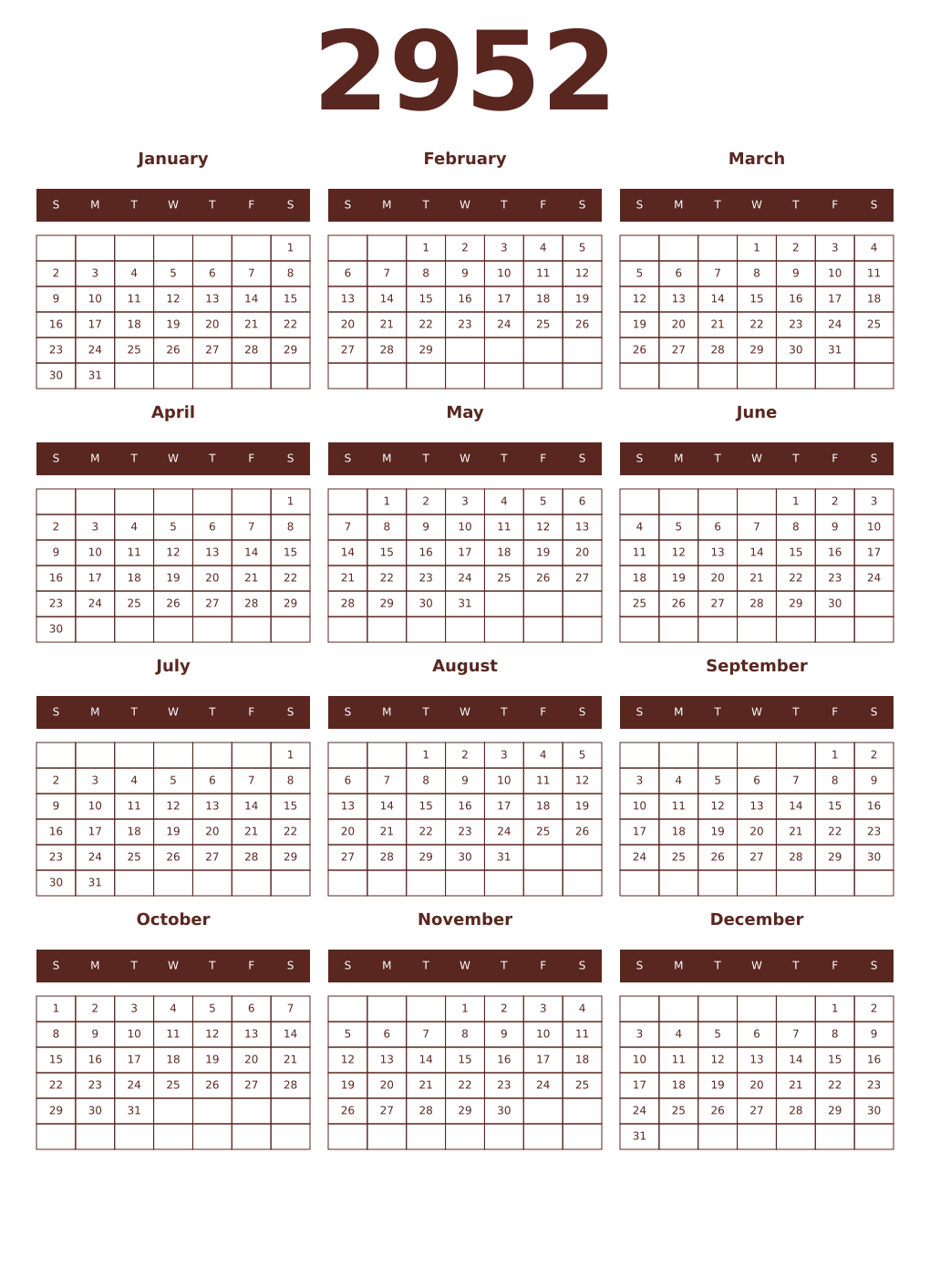 Printable 2952 Year Calendars mortuum
