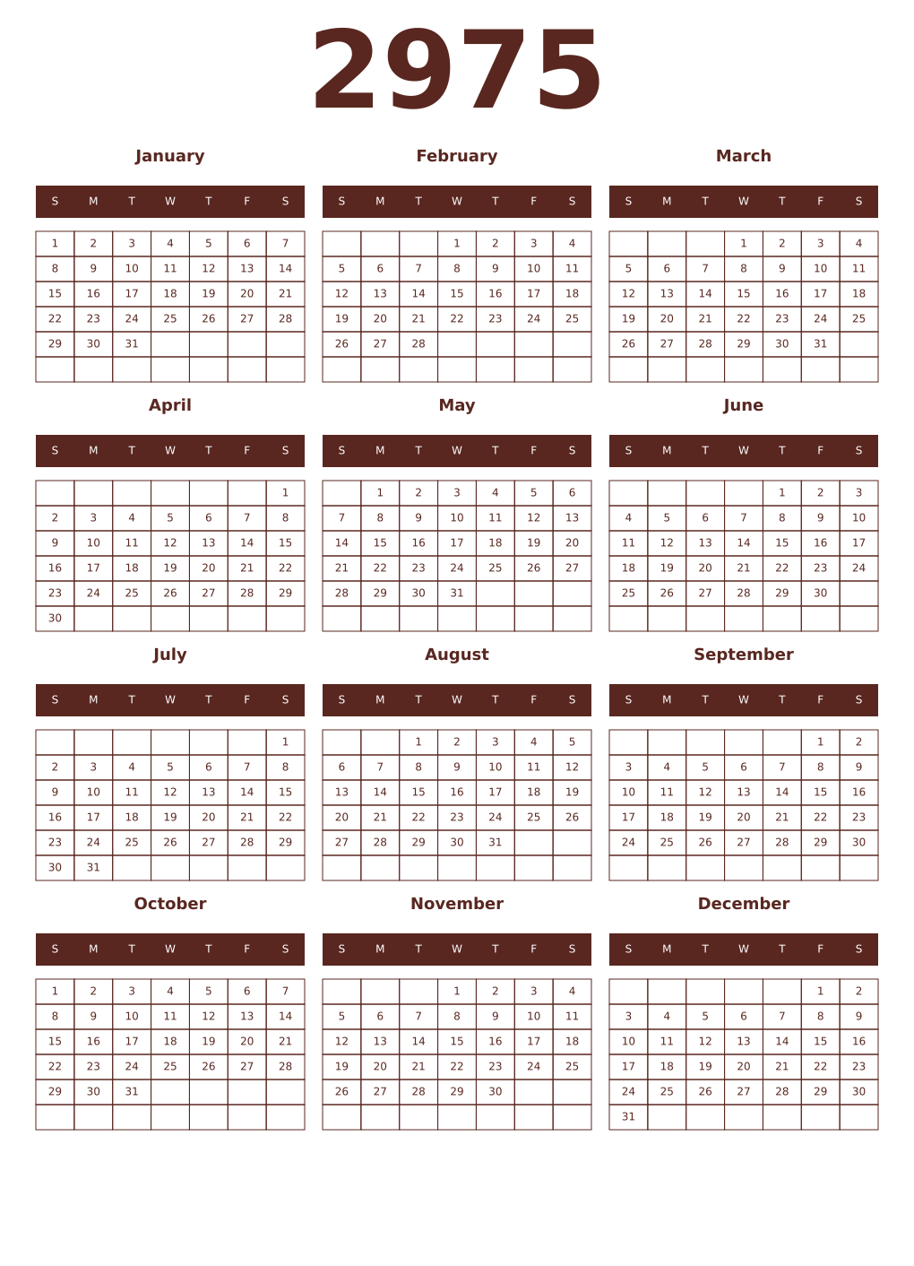 Printable 2975 Year Calendars mortuum