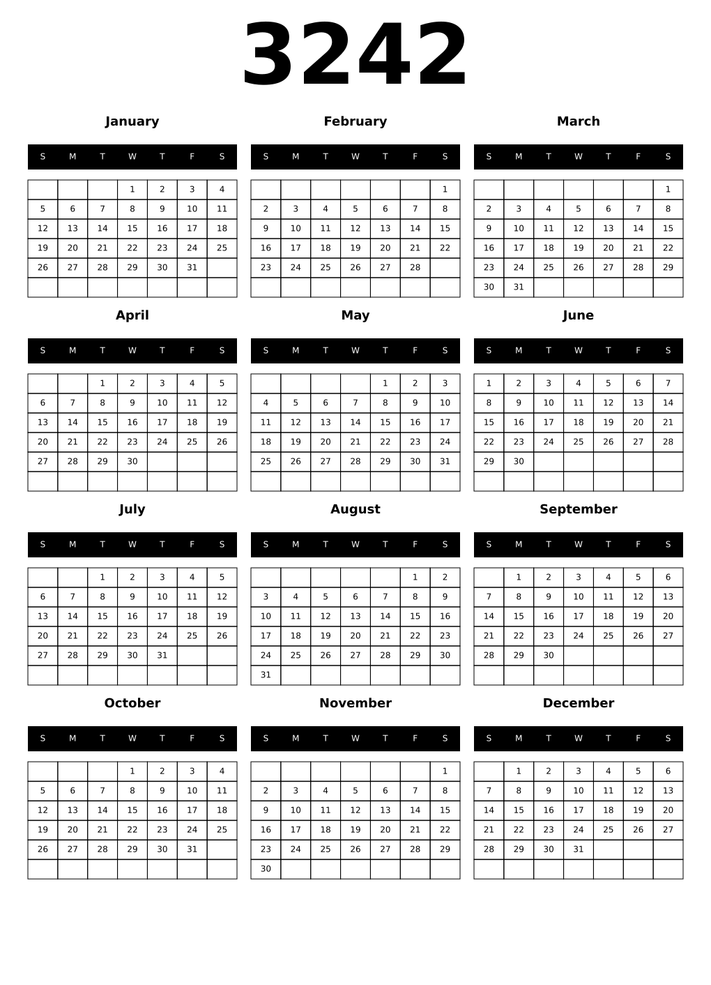 Printable 3242 Calendars