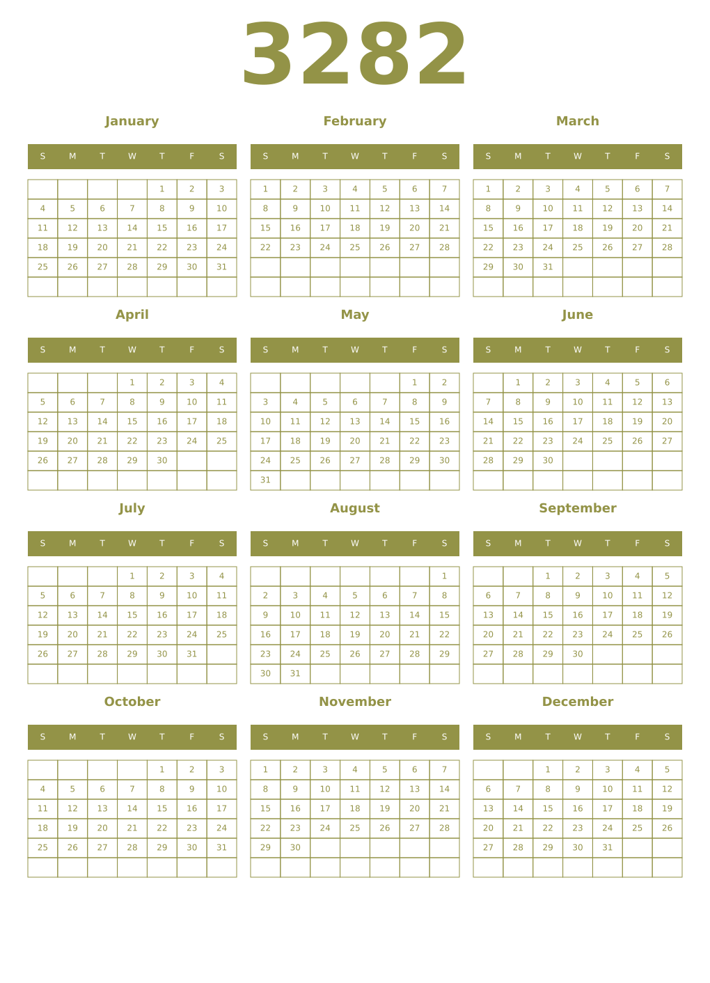Printable 3282 Year Calendars eburnean