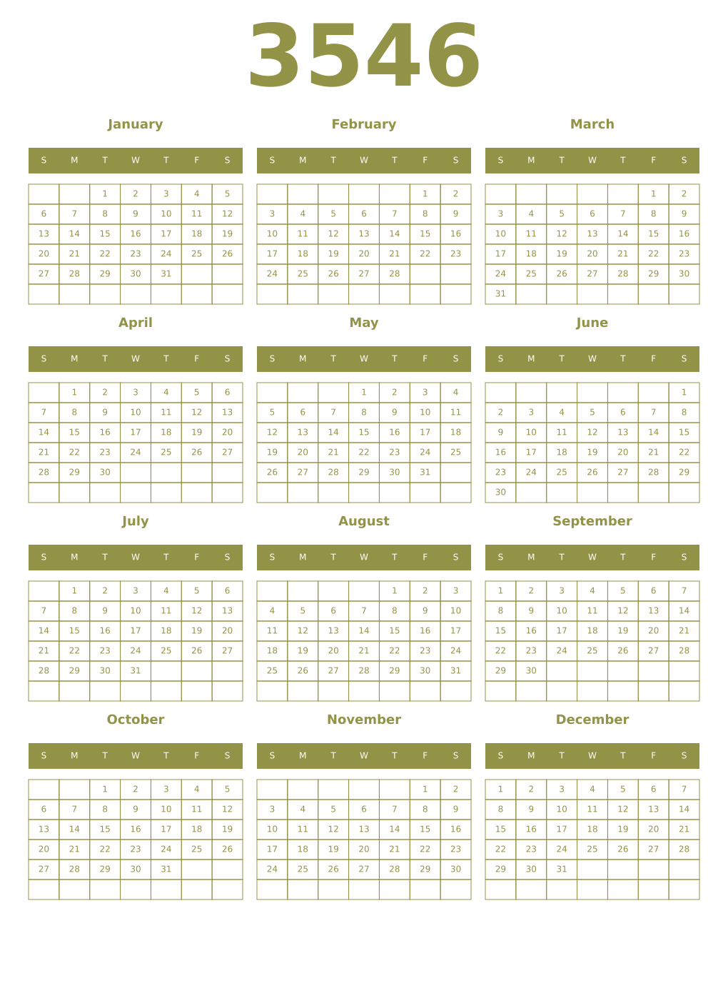 Printable 3546 Year Calendars eburnean