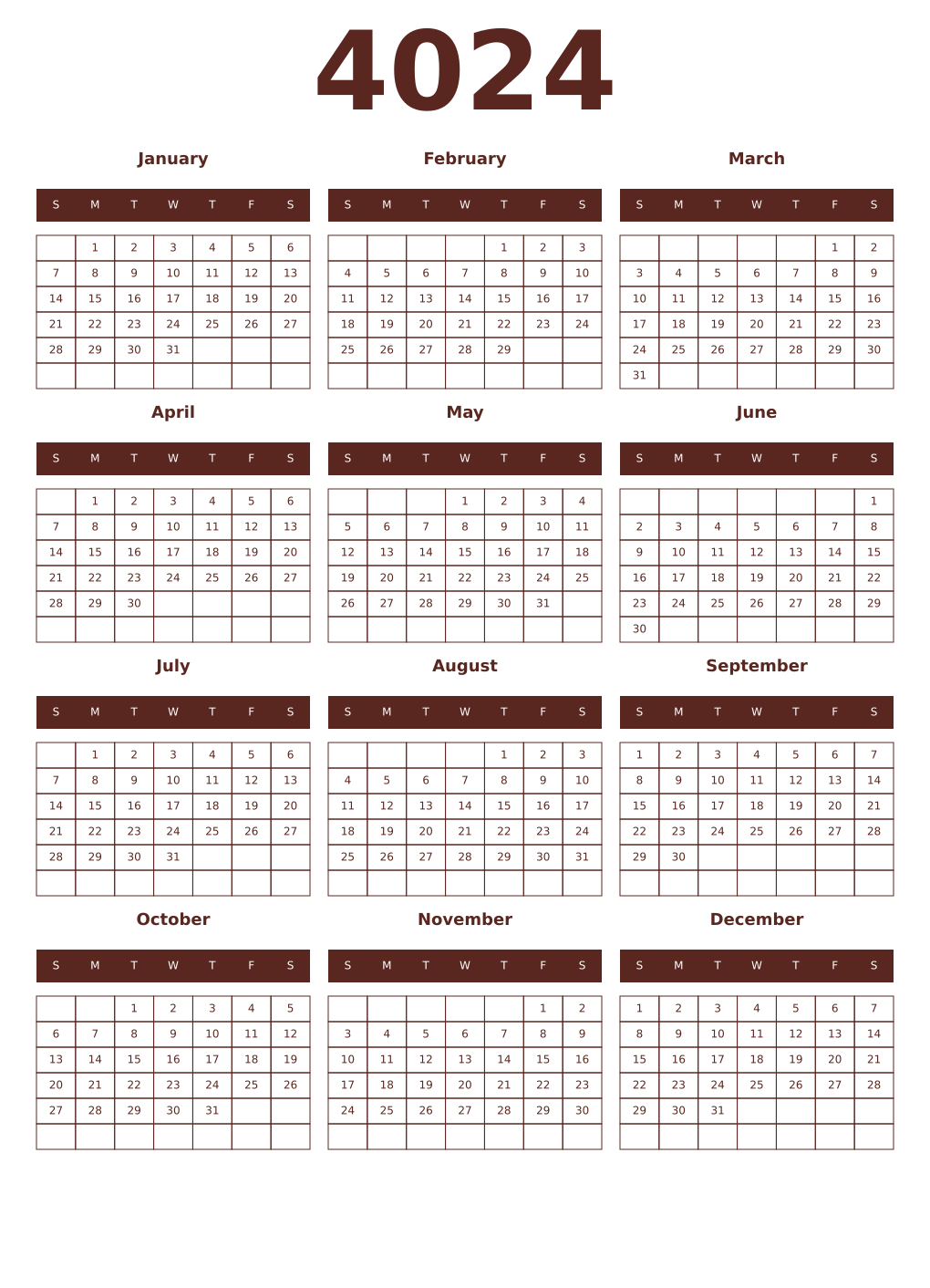 Printable 4024 Year Calendars mortuum