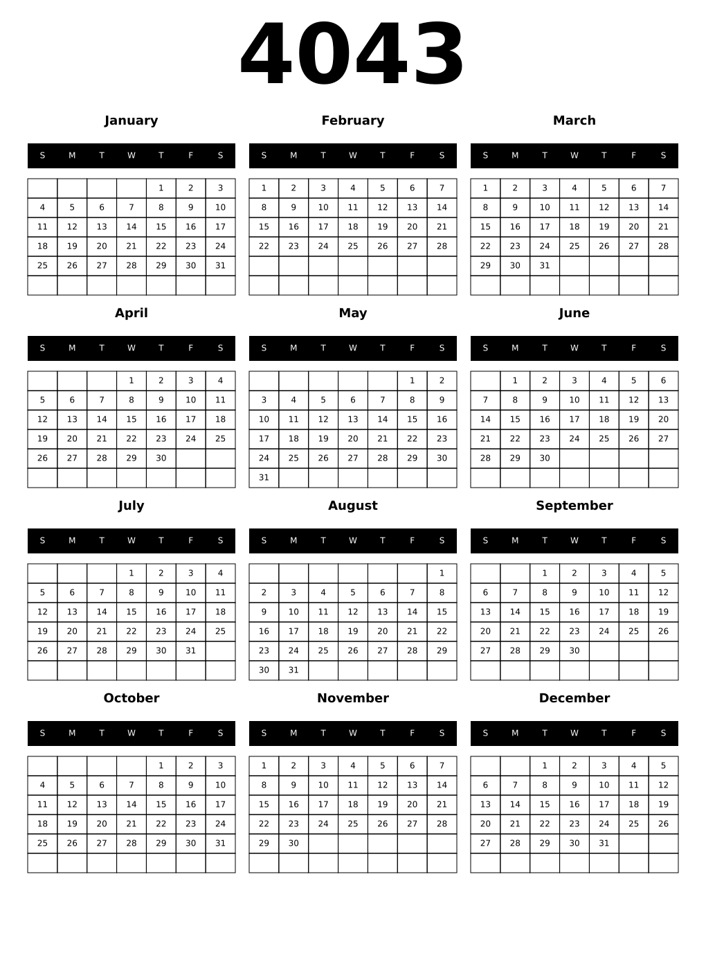 Printable 4043 Calendars
