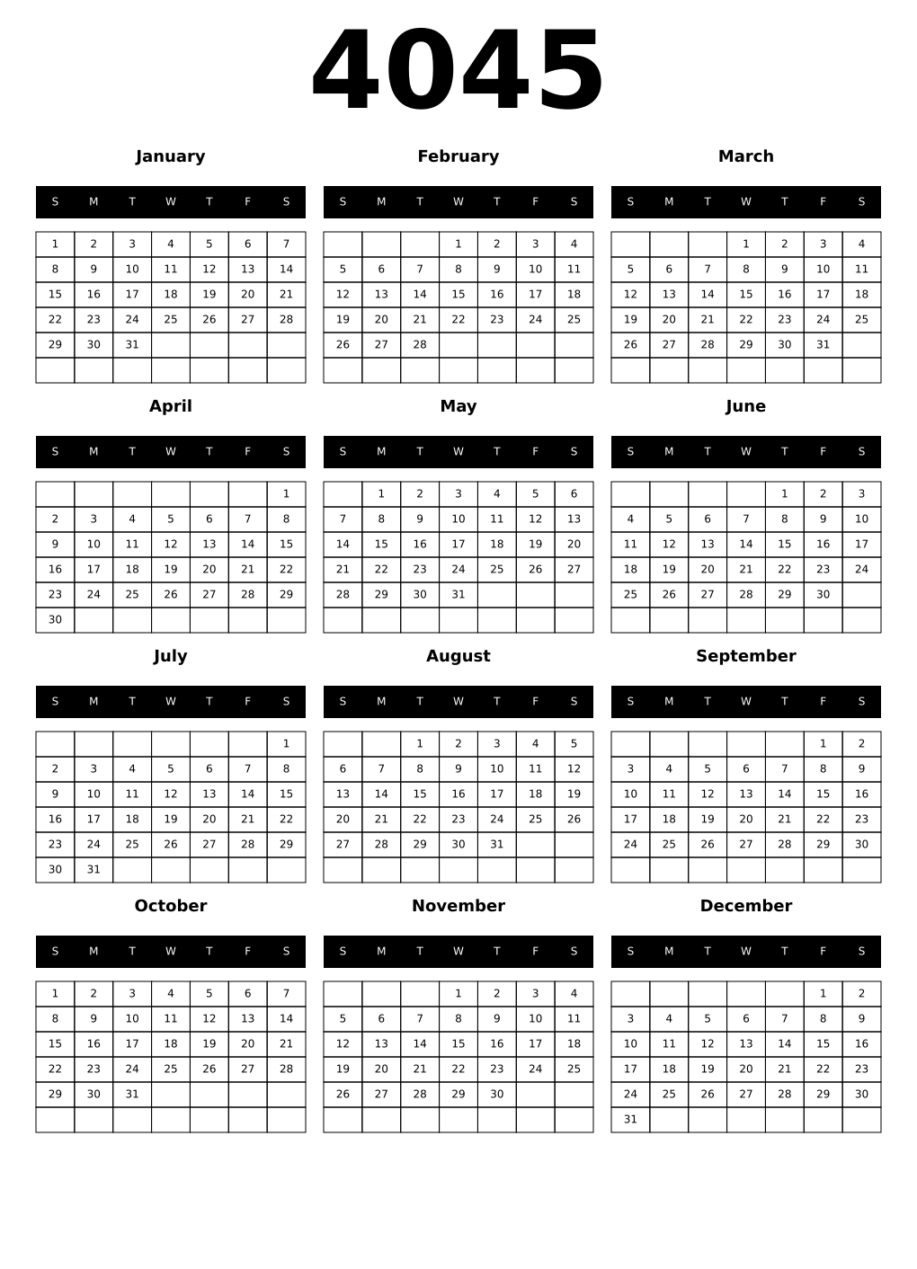 Printable 4045 Calendars