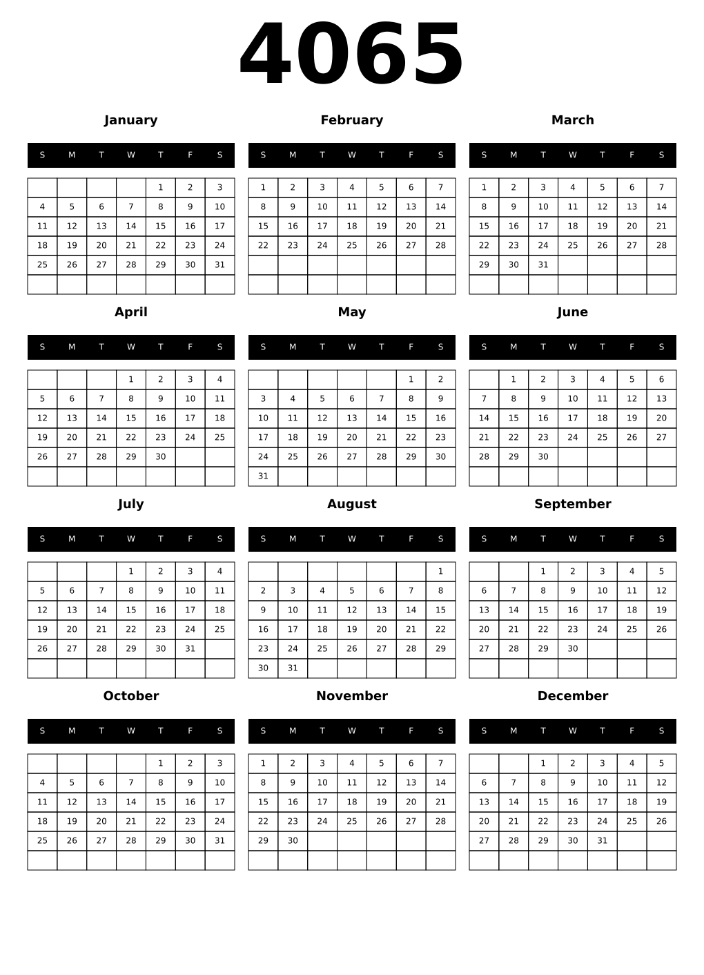 Printable 4065 Calendars