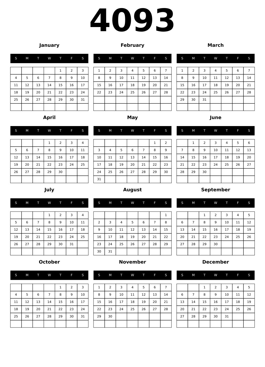 Printable 4093 Calendars