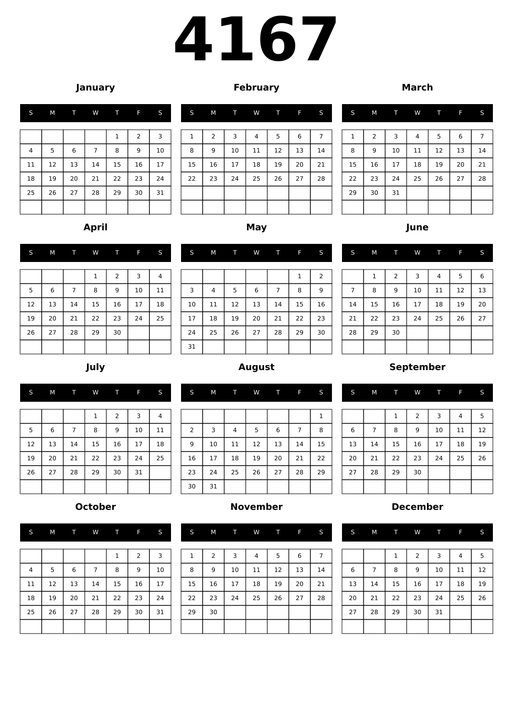 Printable 4167 Calendars