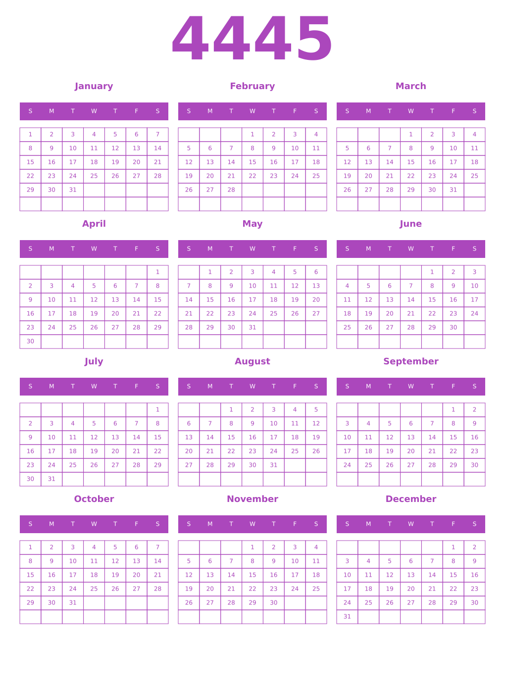 Printable 4445 Calendars