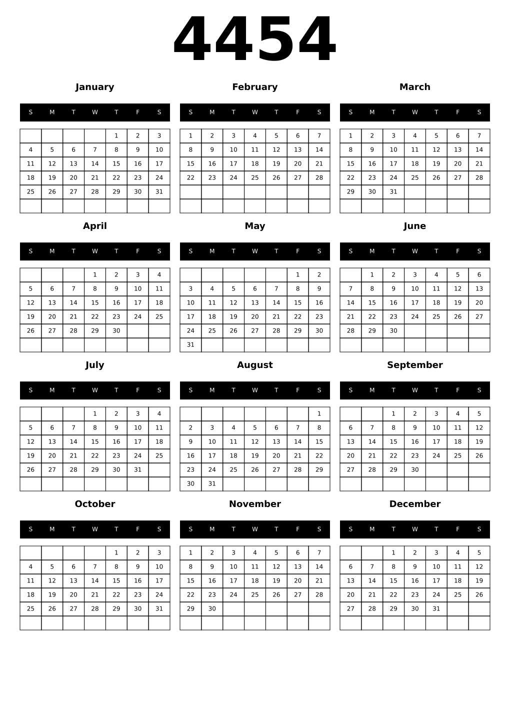 Printable 4454 Calendars