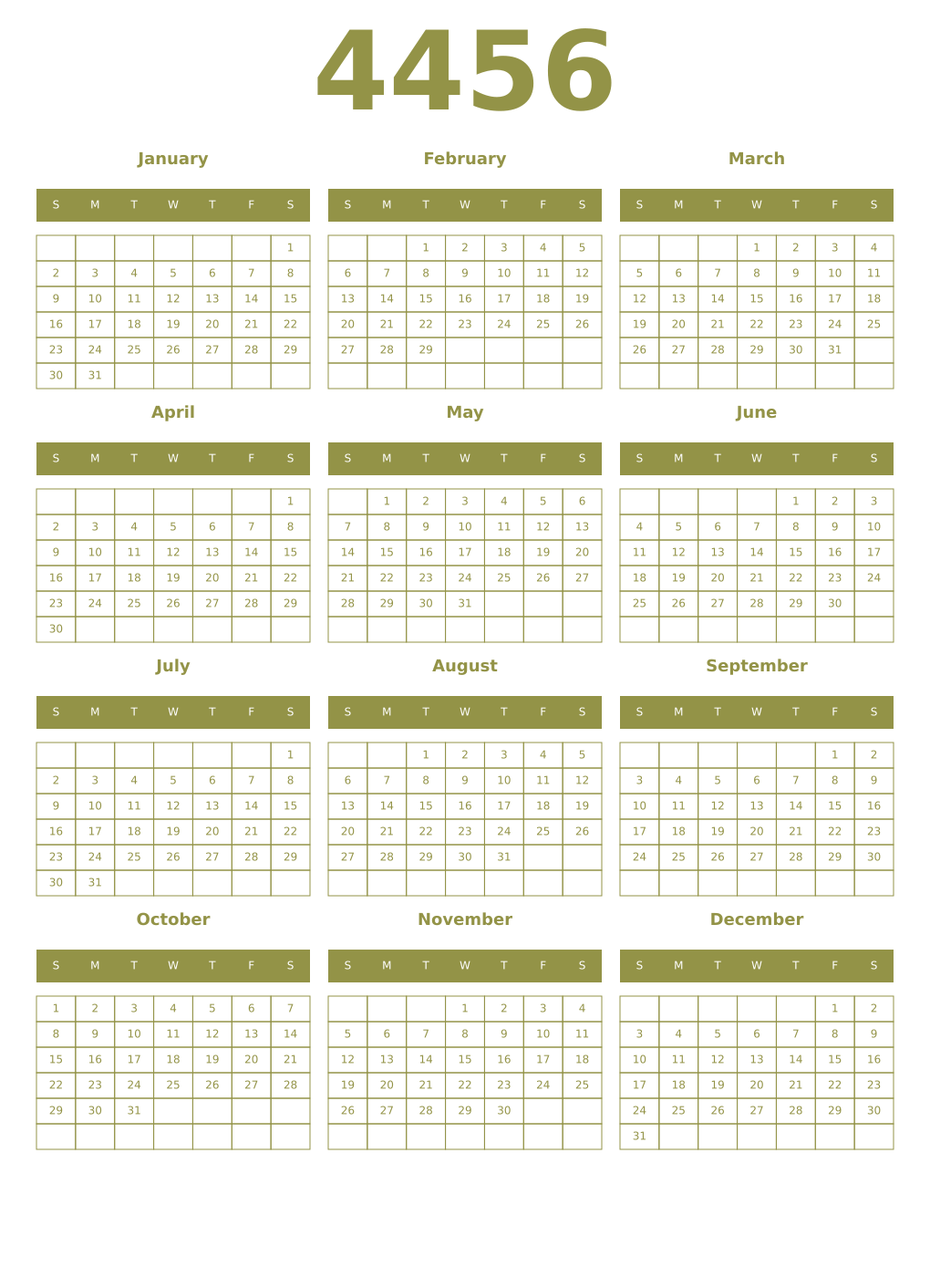 Printable 4456 Year Calendars eburnean