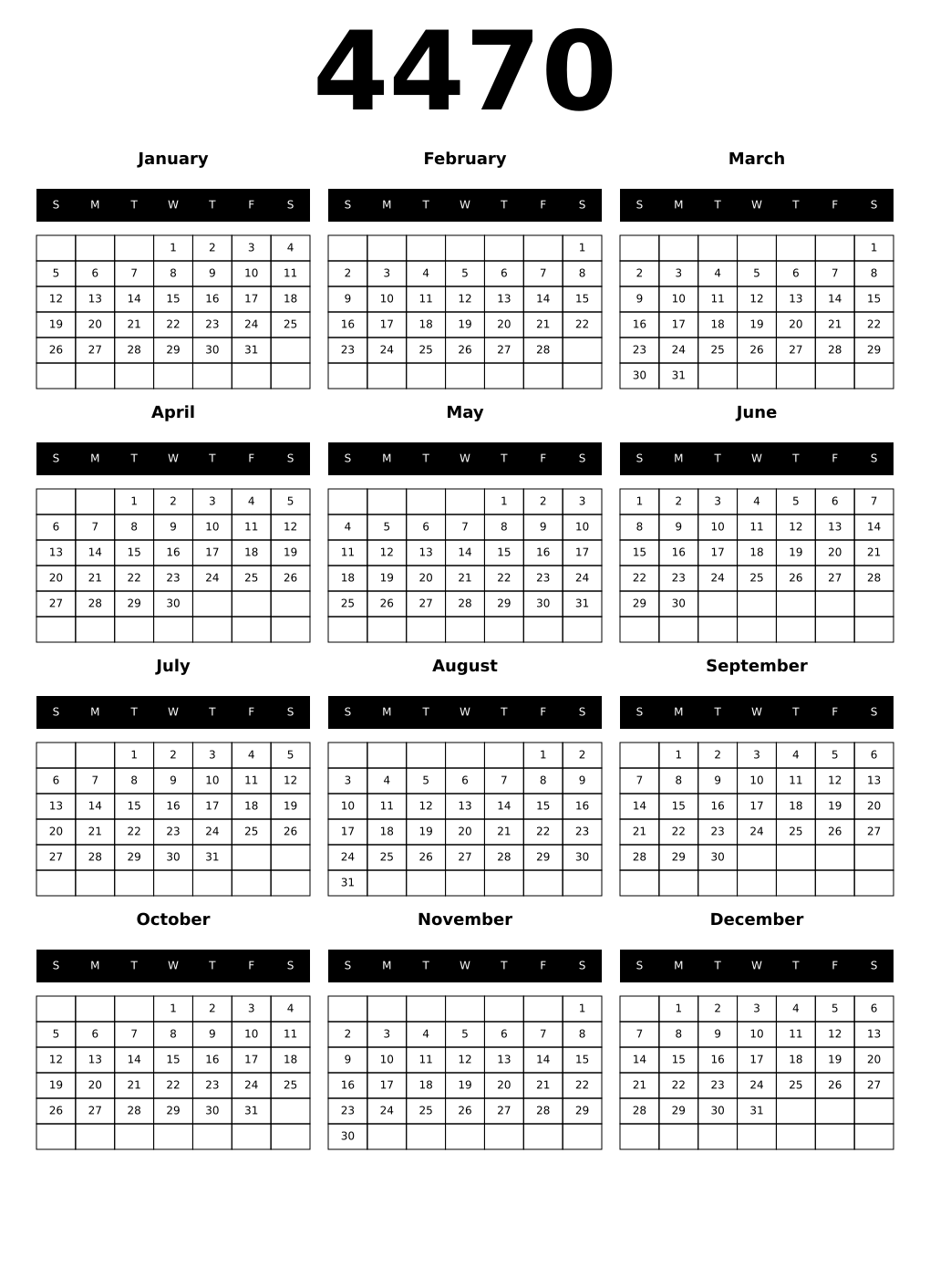 Printable 4470 Calendars
