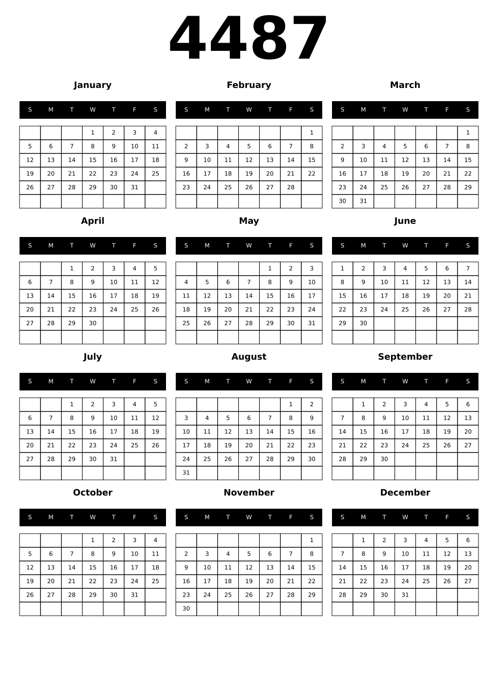 Printable 4487 Calendars