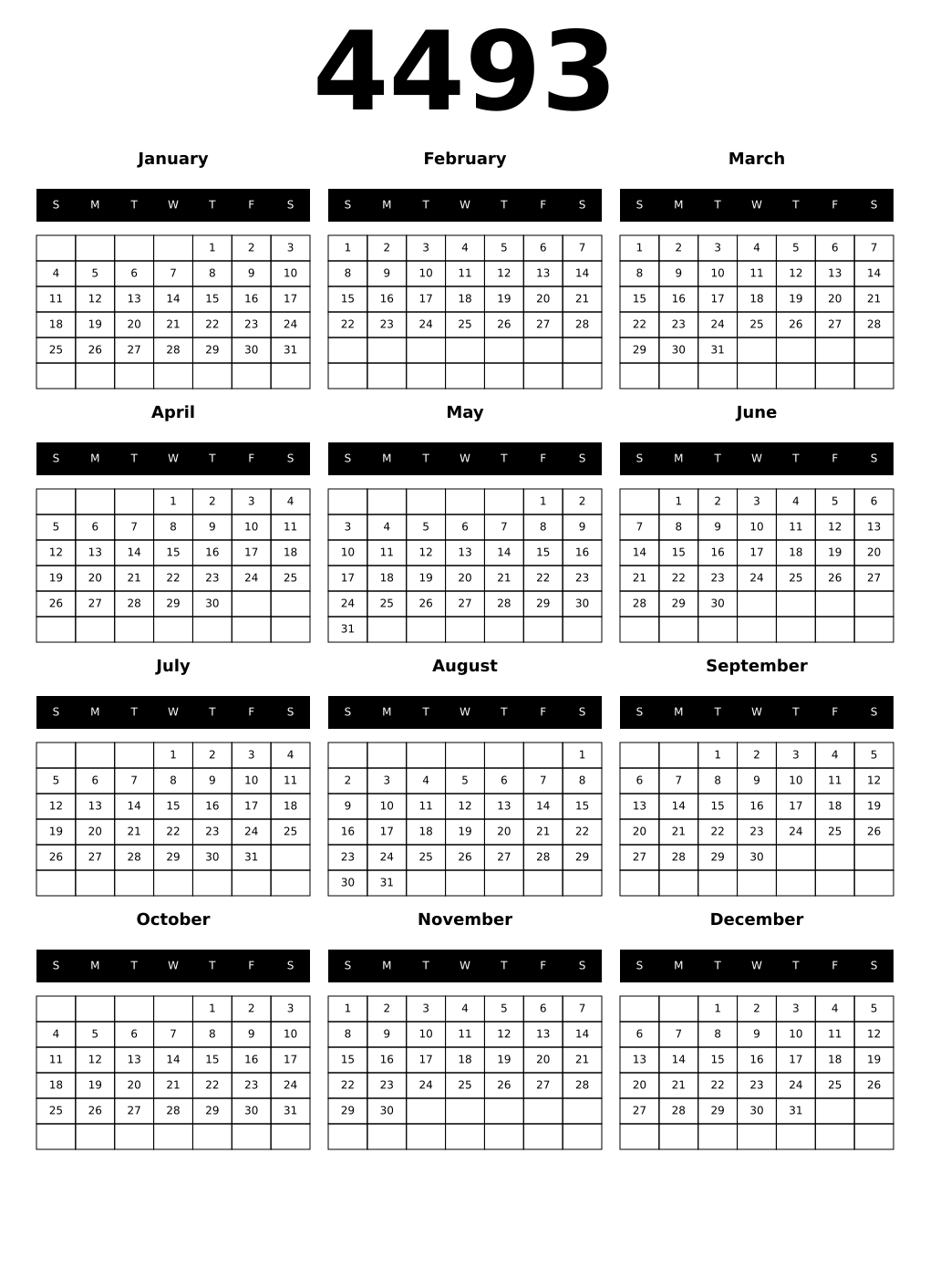 Printable 4493 Calendars