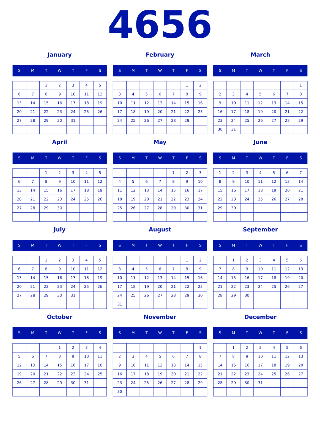 Printable 4656 Year Calendars zaffre