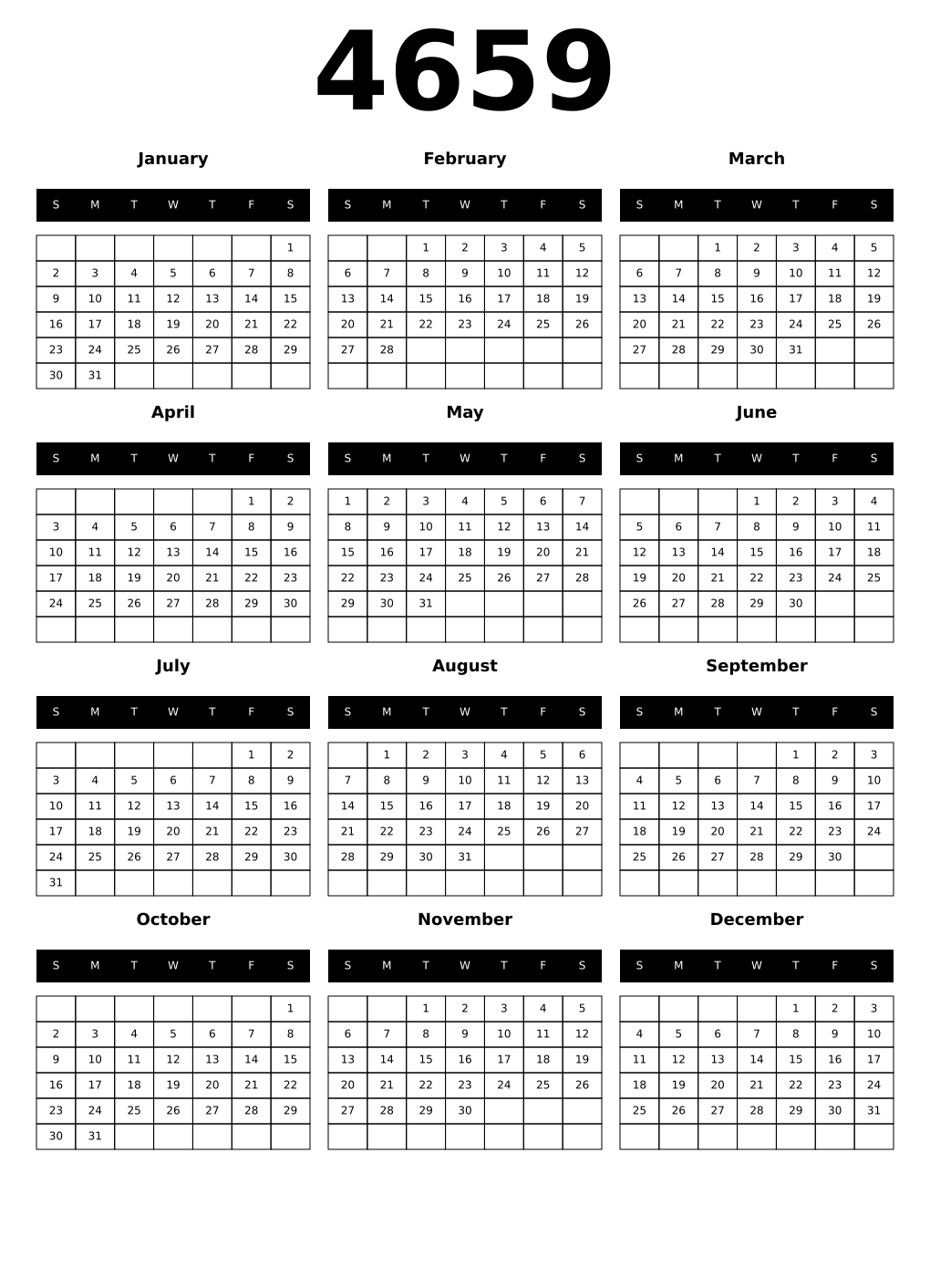 Printable 4659 Calendars