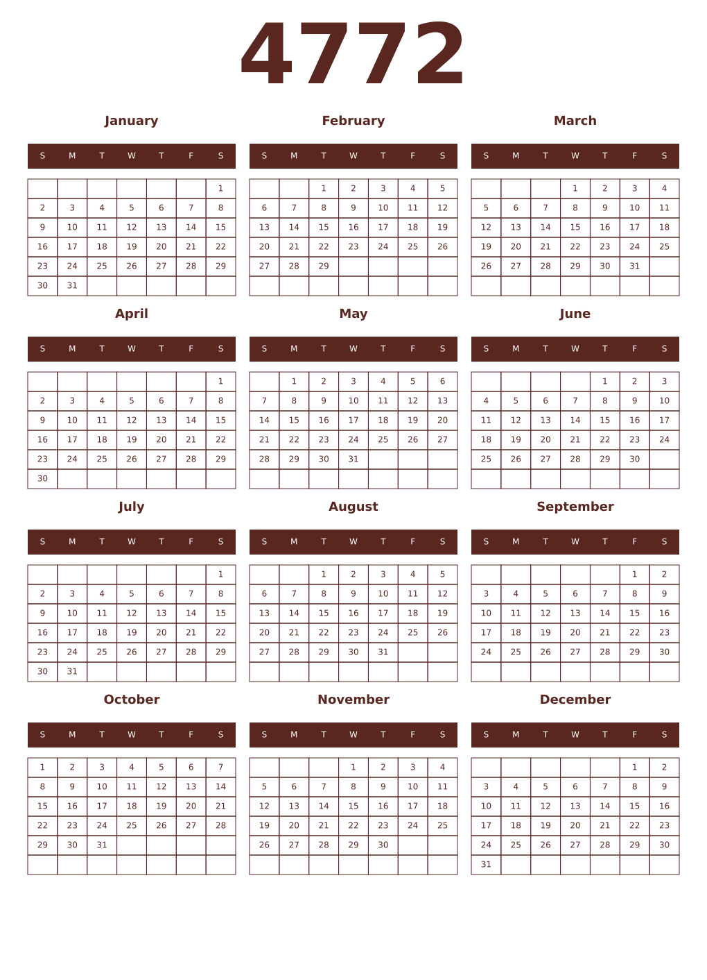 Printable 4772 Year Calendars mortuum