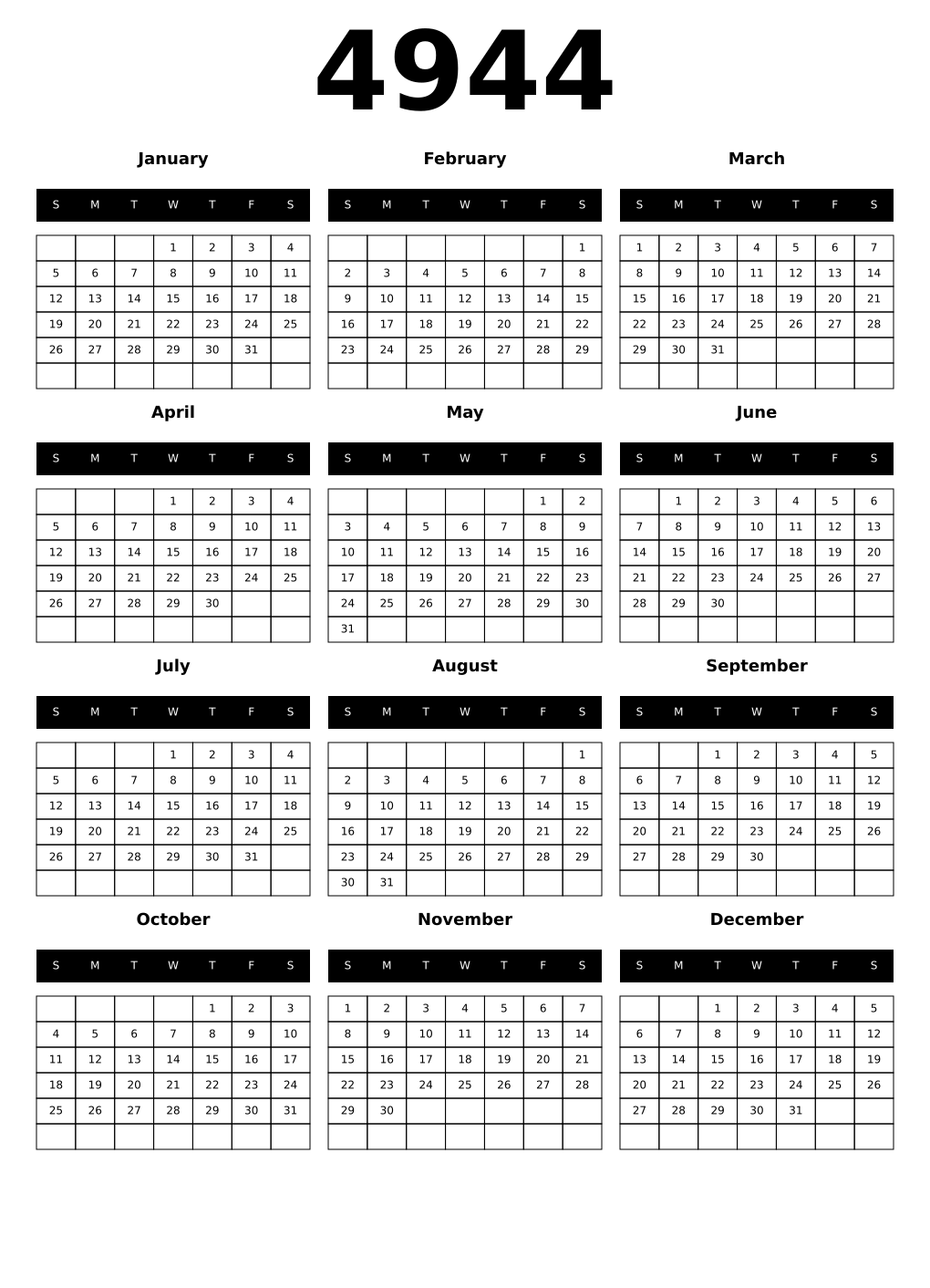 Printable 4944 Calendars